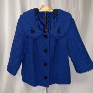 Vintage Style Blue Women's Short Coat fully Lined With 3 Qtr Sleeves